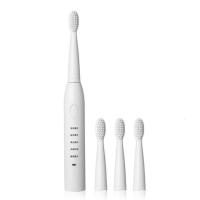 成人电动牙刷配原装8刷头USB充电款电动牙刷成人儿童自动牙刷软毛 白色 4支刷头+USB线+防尘盖