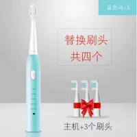 成人电动牙刷配原装8刷头USB充电款电动牙刷成人儿童自动牙刷软毛 蓝色 1支刷头+USB线+防尘盖