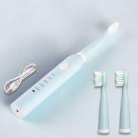 电动牙刷成人可充电式软毛成人懒人智能自动儿童学生洁齿神器 天空蓝 两刷头