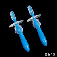 婴儿牙刷宝宝婴幼儿硅胶手指套牙刷软毛训练0-1-2-3岁儿童乳牙刷 硅胶牙刷【蓝色】2支 6个月以上宝宝