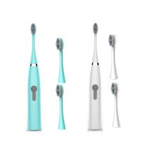 电动牙刷成人儿童家用软毛非充电式超声波防水智能自动 旗舰白+蓝（共6刷头）电池款