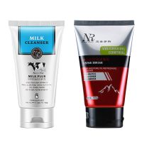 2支半价 洗面奶女男士祛痘印去黑头祛斑控油洁面收缩毛孔学生 【牛奶洗面奶+火山岩洗面奶】