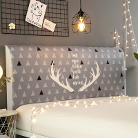 北欧弹力床头罩套全包防尘罩木床头套靠背罩子皮床头软包保护套|三角鹿头 长200x高50~65cm床头罩