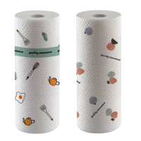 一次性懒人抹布家务清洁吸水不掉毛不沾油纸巾厨房干湿两用洗碗布|A款几何+餐具(共100张)