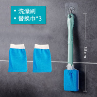 搓澡神器长柄洗澡刷搓澡巾成人搓背搓泥不求人后背沐浴刷子浴花球|[长款]绿色+3个替换头