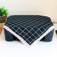 打印机罩复印机传真机盖布罩一体机防尘布万能盖巾布艺方巾斗柜布|黑格 加大尺寸:80*80cm(一个装)