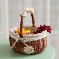 藤编篮子手提篮野餐篮竹篮收纳篮零食收纳筐鸡蛋篮水果篮柳编小篮