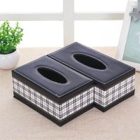 手工皮革纸抽盒多功能纸巾盒欧式皮质抽纸盒客厅车载宾馆酒店家用|手工[格子] 中号