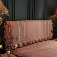 欧式全包布艺床头罩软床头套简约现代实木床头防尘罩保护套|咖色 120cm长（床头罩）