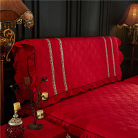 欧式全包布艺床头罩软床头套简约现代实木床头防尘罩保护套|大红 200cm长(床头罩)