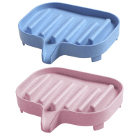 两个肥皂盒卫生间浴缸便携创意个性双格沥水香皂架子浴室旅行皂托|蓝色+粉色