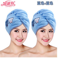 干发巾不干发帽头发加厚掉毛可爱速干帽女包成人吸水毛巾擦头发|卡通黑白猫[蓝色+蓝色]