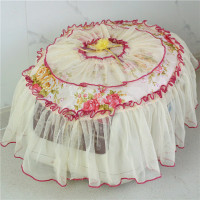 蕾丝布艺罩防油污圆形电饭煲万能盖巾防尘方巾|红玫瑰