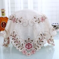 蕾丝布艺罩防油污圆形电饭煲万能盖巾防尘方巾|红色绣花