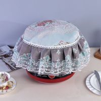 田园椭圆形电饭锅罩多功能欧式盖巾布艺蕾丝电饭煲家用盖布防尘罩|蓝色圆形30/16 电饭煲罩