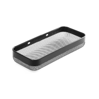 浴室置物架免打孔壁挂式三角架卫生间厕所洗手间洗澡间墙上收纳架|升级款•细网架[典雅黑方形]+1个长胶贴