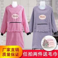 围裙女厨房做饭防油污长袖纯棉工作服罩衣成人家用反穿衣罩衫做饭