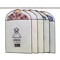 五件套衣服防尘罩挂式家用挂衣袋子无纺布收纳袋西服大衣罩防尘套|韩版裙子5个小号 五件套