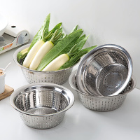 不锈钢盆家用厨房圆形洗菜盆 不锈钢盆子洗菜篮漏盆沥水篮