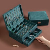 首饰收纳盒绒布放耳环饰品的盒子小巧简约精致整理耳坠耳饰展示架