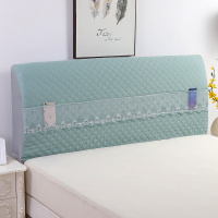 全包布艺床头罩加厚夹棉木板床头套1.5米1.8米欧式床头靠背防尘罩|蓝色床头罩 2.2米