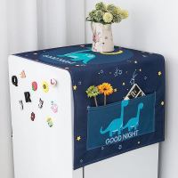 防水防油遮洗衣机罩防尘布冰箱盖布加厚棉麻布灰尘居家整理神器|恐龙 单开门冰箱(55*130cm)