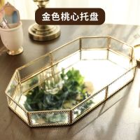 镜子北欧网红ins化妆金小蝶镜子便携单面金色小化妆镜梳妆镜台式|[网红款]金色托盘