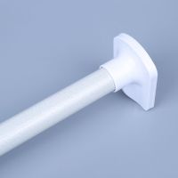 窗帘架免打孔卧室飘窗挂钩式单杆窗帘杆伸缩杆升缩杆晾衣架浴帘杆|白杆32直径2.6--3.1米大脚板10环
