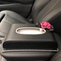 汽车内饰车载纸巾盒镶钻女可爱创意车用车内装饰座式抽纸盒纸巾套|纸巾盒[红玫瑰]+垫