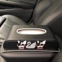汽车内饰车载纸巾盒镶钻女可爱创意车用车内装饰座式抽纸盒纸巾套|纸巾盒[单天鹅双眼镜狗]+垫