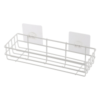 铁艺浴室置物架壁挂沐浴露收纳架洗手间卫生间免打孔洗漱用品架子|白色