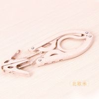 塑料衣挂旅行衣架出差户外旅行衣挂防滑旅行衣架多功能便携可折叠|小麦秸秆(米色带夹子款-4只装)