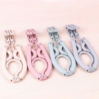 塑料衣挂旅行衣架出差户外旅行衣挂防滑旅行衣架多功能便携可折叠|小麦秸秆(混色带夹子款-4只装)