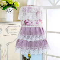 饮水机罩水桶盖巾欧式饮水机套防尘罩子布艺蕾丝简约现代客厅家用|莫奈花园紫色 标准尺寸两件套