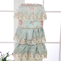 饮水机罩水桶盖巾欧式饮水机套防尘罩子布艺蕾丝简约现代客厅家用|花语绿色 标准尺寸两件套