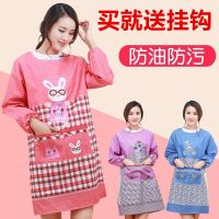可爱长袖罩衣成人女围裙韩版时尚男士围腰工作服防油厨房防污