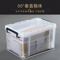 特大号加厚直角透明收纳箱塑料书籍衣服玩具整理储物盒有轮子带盖