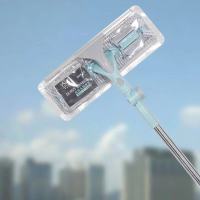 清洁万向擦玻璃器伸缩杆玻璃水玻璃器神器清洗刮网红双面家用|北欧绿标准款(布1胶条)