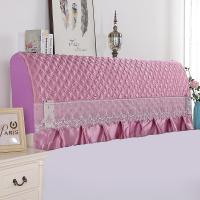 全包实木真丝床头罩/床头套保护套简约现代水晶绒/弹力夹棉防尘罩|真丝紫 2.2米高65