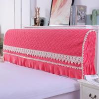 全包实木真丝床头罩/床头套保护套简约现代水晶绒/弹力夹棉防尘罩|双面水晶绒-粉 1.5米高65