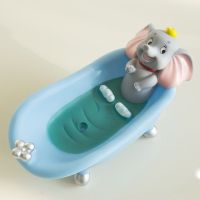 可爱香皂架双层沥水香皂盒浴室肥皂盒卡通kt韩国创意|新款香皂盒蓝盆卡通象