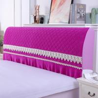 全包实木真丝床头罩/床头套保护套简约现代水晶绒/弹力夹棉防尘罩|弹力水晶绒-紫 2.0米高65