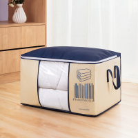 大号收纳袋子衣服物棉被整理袋搬家换季打包神器家用装被子的袋子|藏青条纹-牛津布-横款[5个] 60*40*35CM