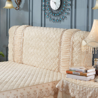 凹凸规则防尘罩欧式床头套防撞夹棉加厚绒床头罩布艺席梦思保护套|维也纳米色床头罩 220x70cm