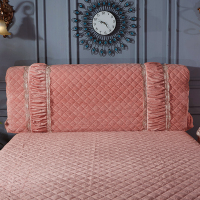 凹凸规则防尘罩欧式床头套防撞夹棉加厚绒床头罩布艺席梦思保护套|维也纳粉玉色床头罩 200x70cm