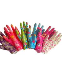 手套涂掌花色pu耐磨家务防静电花色劳保手套浸胶防滑乳胶白色|花色pu涂掌12双【单色】 M中号