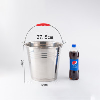 不锈钢手提式幼儿园家用带盖提桶油桶垃圾分类食堂铁桶提|28cm特厚钢8L无盖送水勺