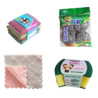 刷洗大王厨房刷锅神器钢丝球家用百洁刷碗海绵布套装组合清洁用品|抹布粉灰 图中宝贝抹布颜色可选