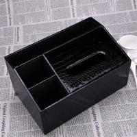 简约放电视遥控器的收纳盒手机客厅茶几多功能创意纸巾盒抽纸盒|黑色鳄鱼纹-多功能