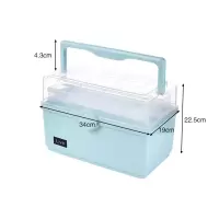 家用多规格透明药箱超大号药箱化妆品收纳箱手提箱医药箱急救箱小|蓝款三层